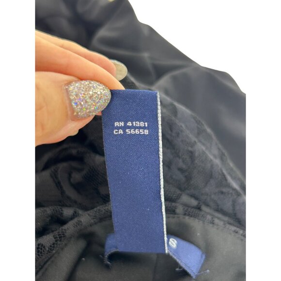 Chaps Black Lace- Trimmed Mini Dress S Petite Sheath Long Sleeve Cocktail Party - Picture 13 of 13